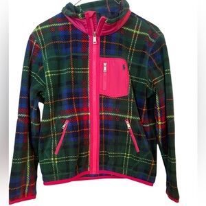 Ralph Lauren Plaid Logo Fleece Jacket Girls Size XL 16 NWT